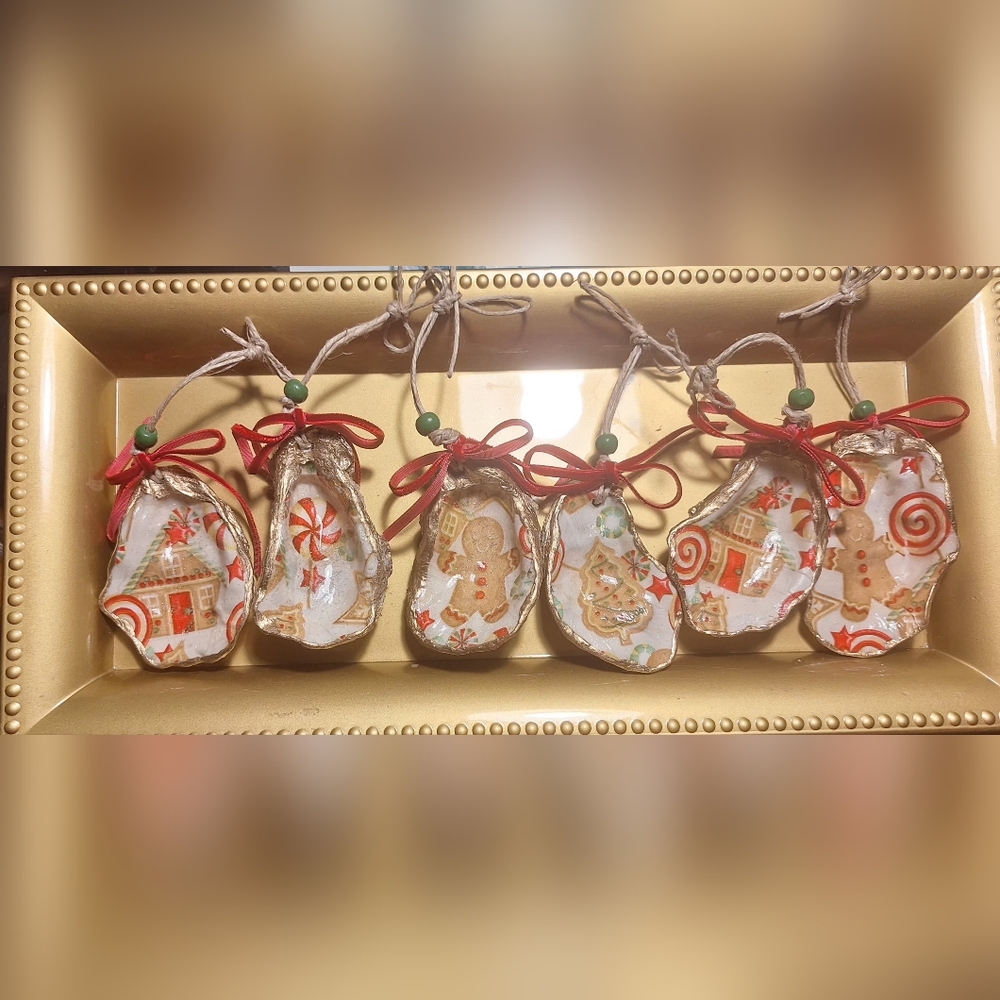 OYSTER SHELL CHRISTMAS ORNAMENTS